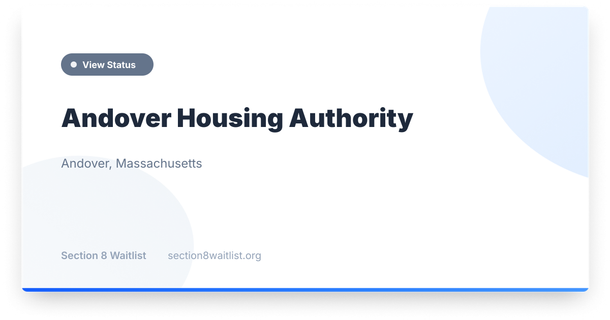Andover Housing Authority - Waiting List Status | Section 8 Waitlist