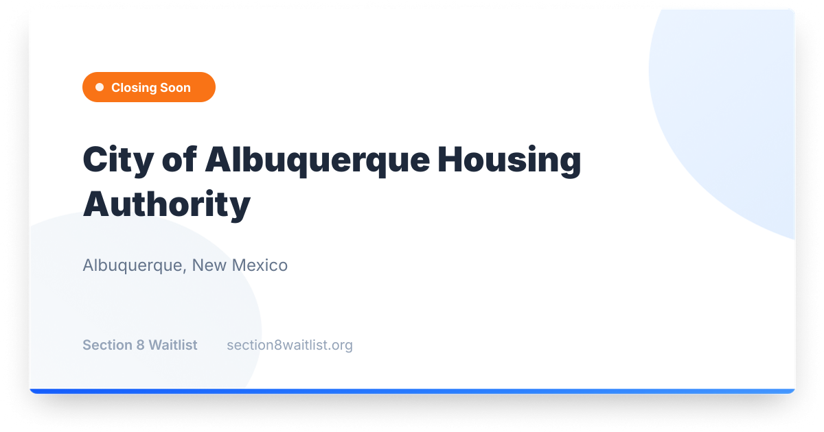 City of Albuquerque Housing Authority - Waiting List Status | Section 8 ...