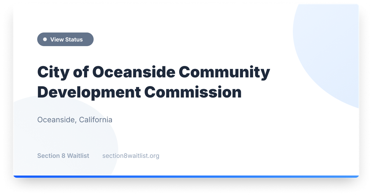 City of Oceanside Community Development Commission - Waiting List ...