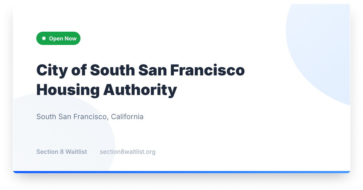 City of South San Francisco Housing Authority - Waiting List Status ...