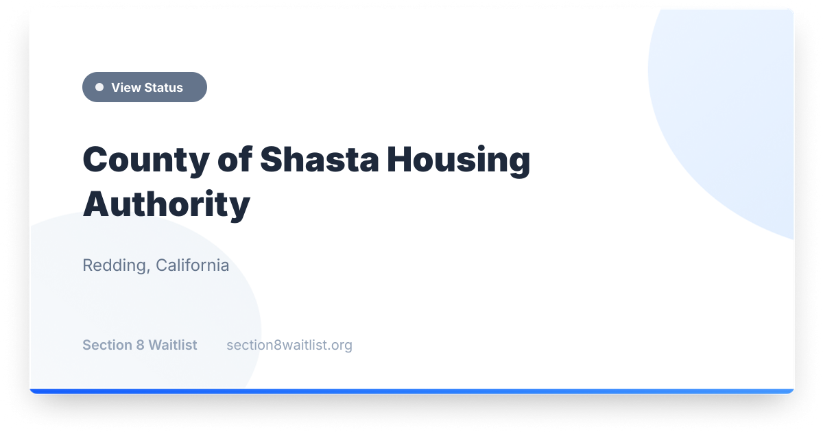 County of Shasta Housing Authority - Waiting List Status | Section 8 ...