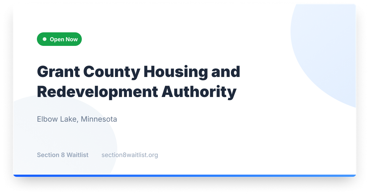 Grant County Housing and Redevelopment Authority - Waiting List Status ...