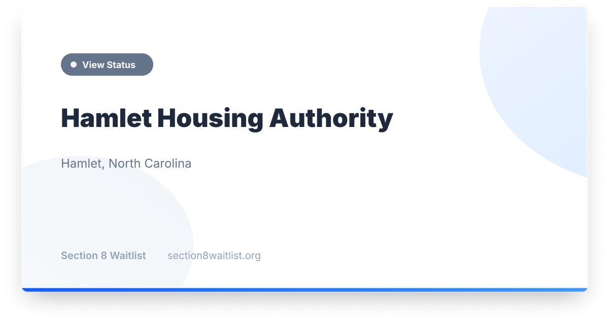 Hamlet Housing Authority - Waiting List Status | Section 8 Waitlist