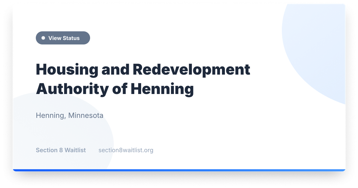 Housing and Redevelopment Authority of Henning - Waiting List Status ...