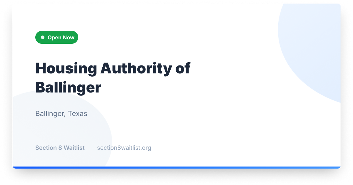 Housing Authority of Ballinger - Waiting List Status | Section 8 Waitlist