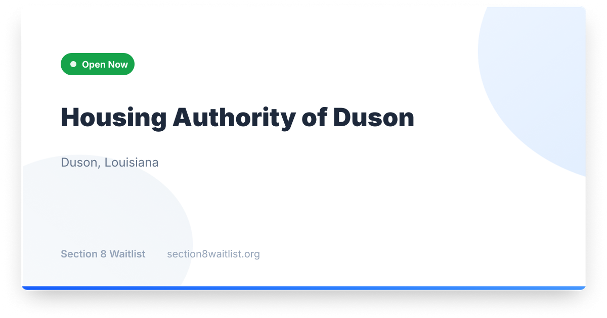 Housing Authority of Duson - Waiting List Status | Section 8 Waitlist