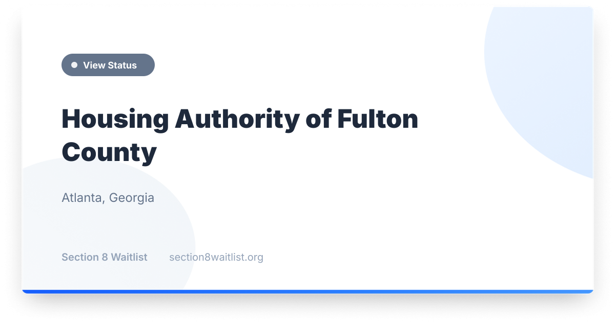 Housing Authority of Fulton County - Waiting List Status | Section 8 ...