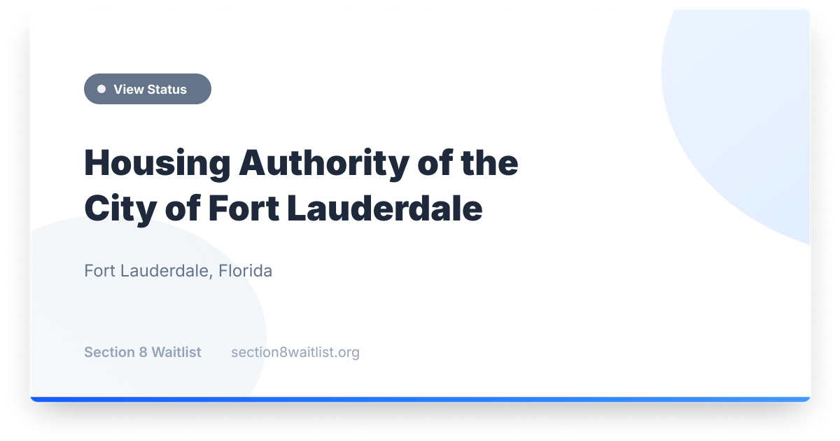 Housing Authority of the City of Fort Lauderdale - Waiting List Status