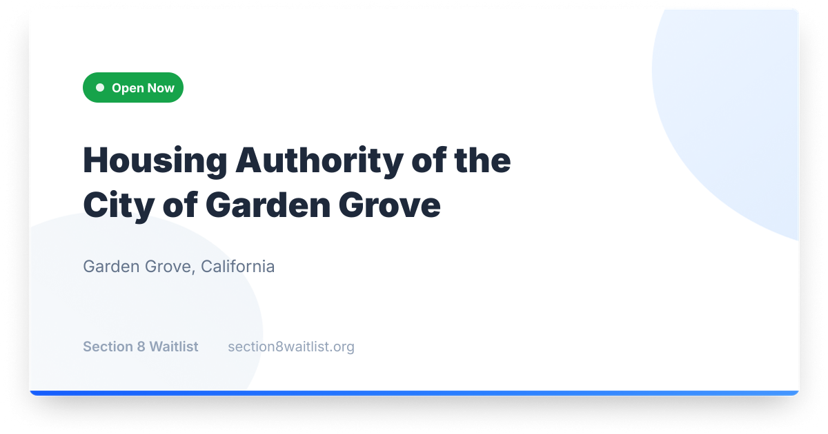 Housing Authority of the City of Garden Grove - Waiting List Status ...