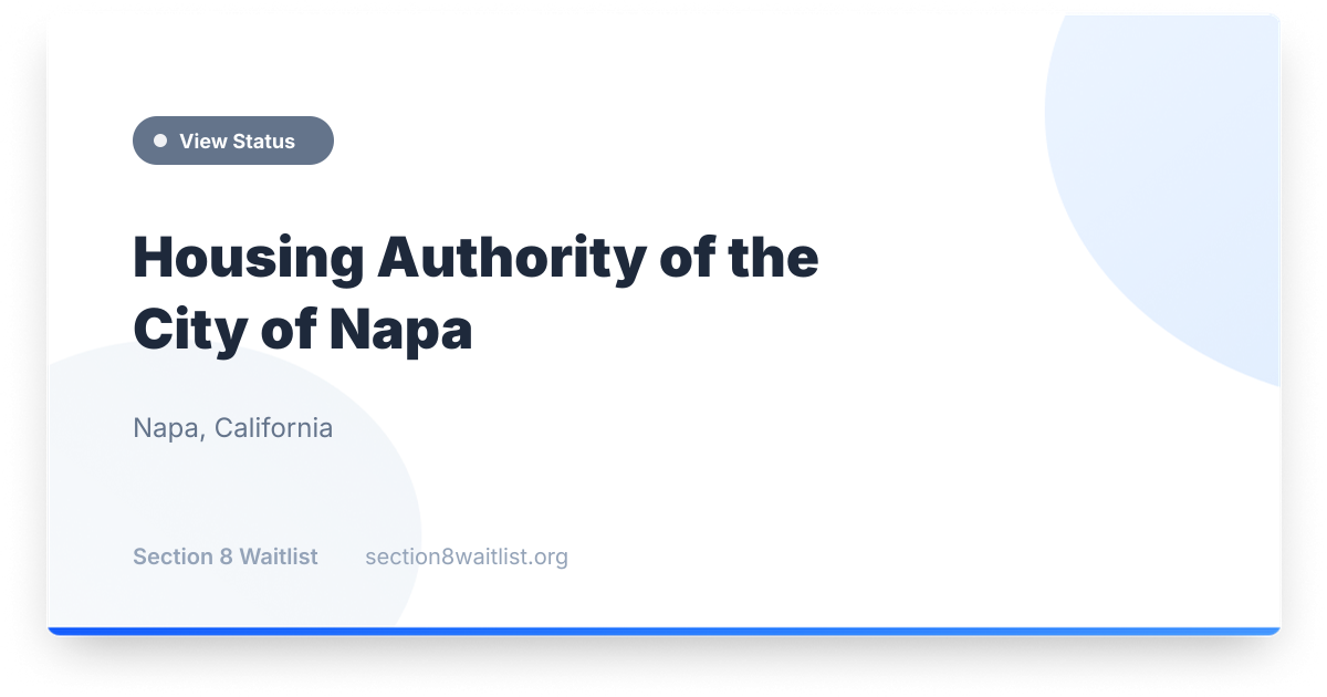Nap City Code Housing Authority of the City of Napa - Waiting List Status | Section 8 ...