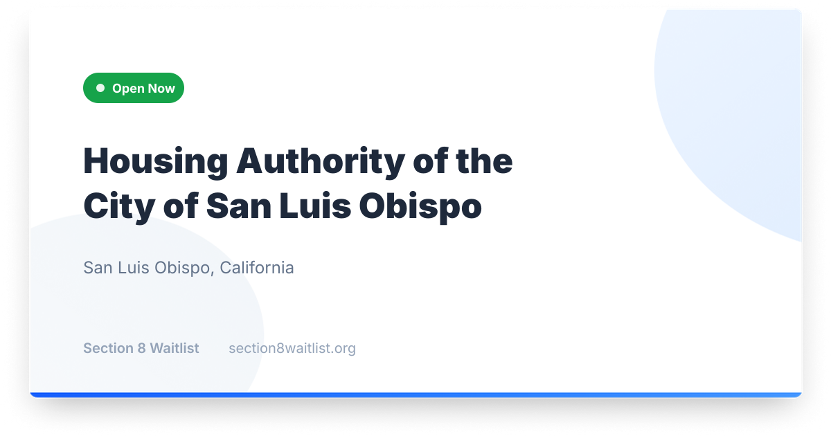 Housing Authority of the City of San Luis Obispo - Waiting List Status ...