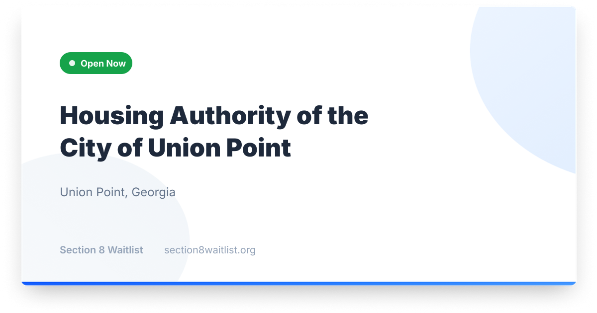 Housing Authority of the City of Union Point - Waiting List Status ...