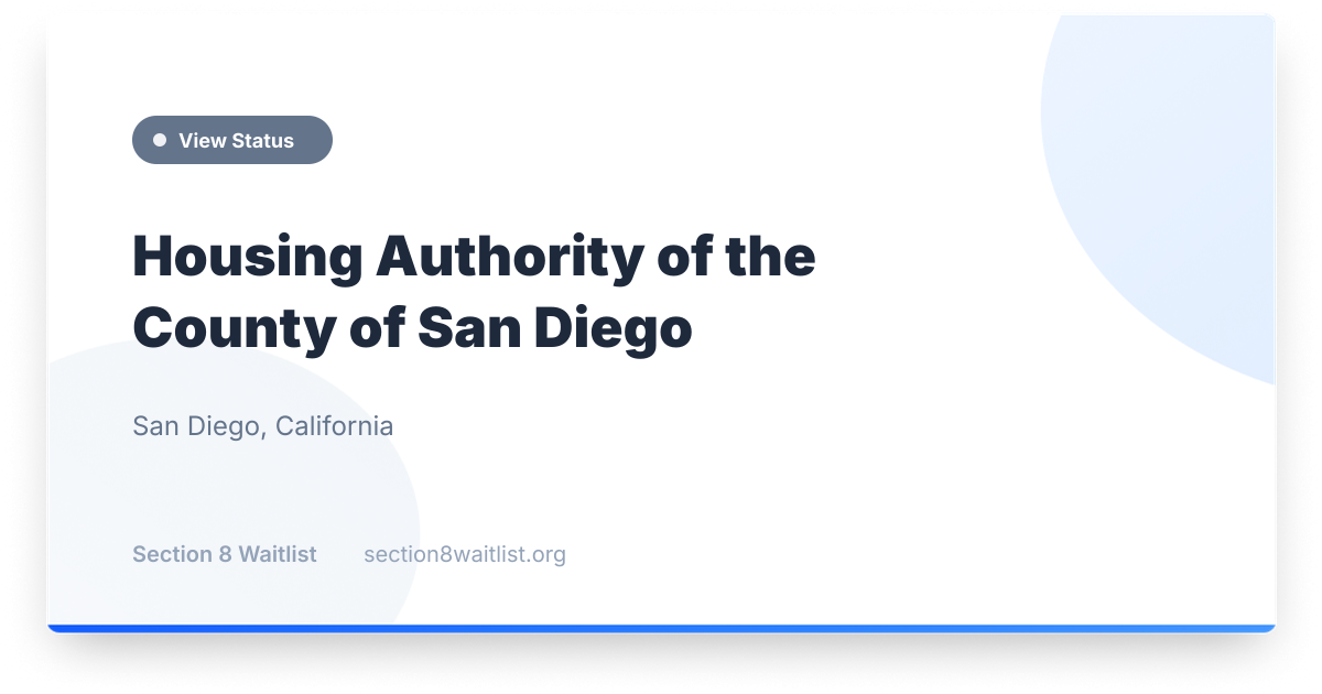 Housing Authority of the County of San Diego - Waiting List Status ...
