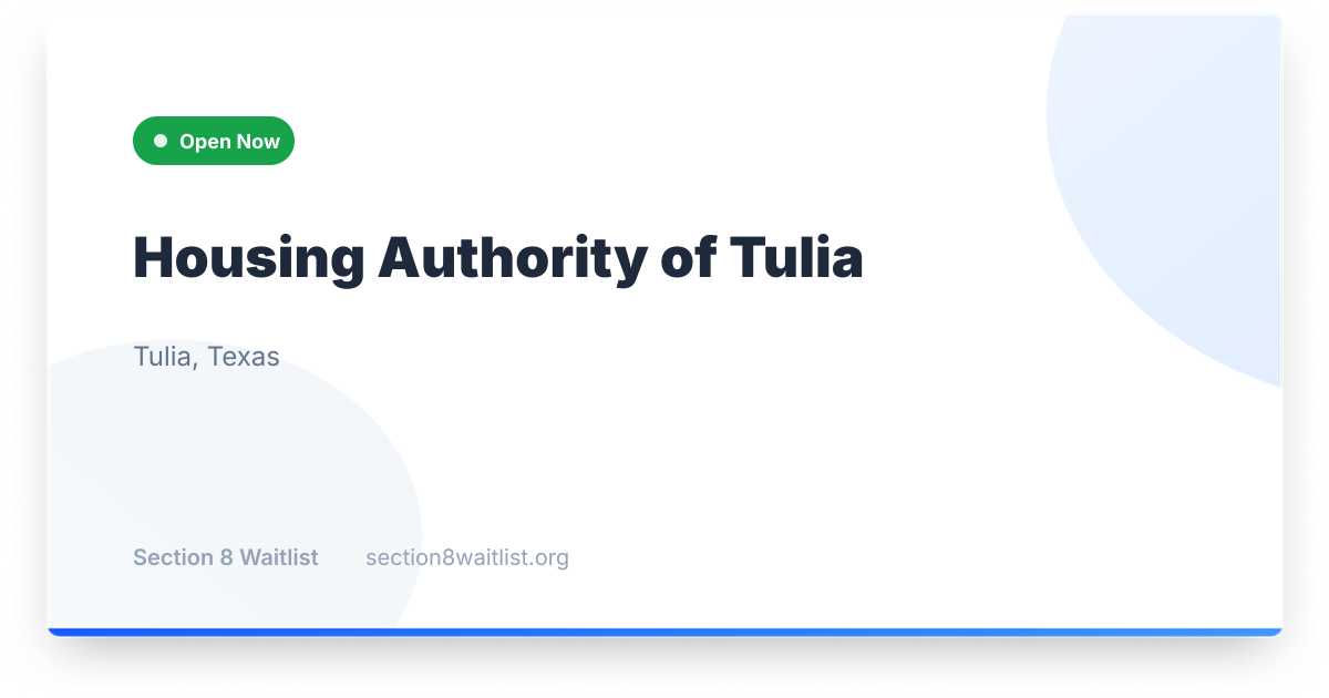 Tulia Unit Housing Authority of Tulia - Waiting List Status | Section 8 Waitlist