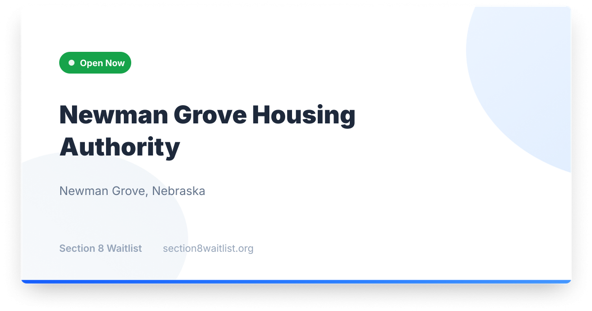 Newman Grove Housing Authority - Waiting List Status | Section 8 Waitlist
