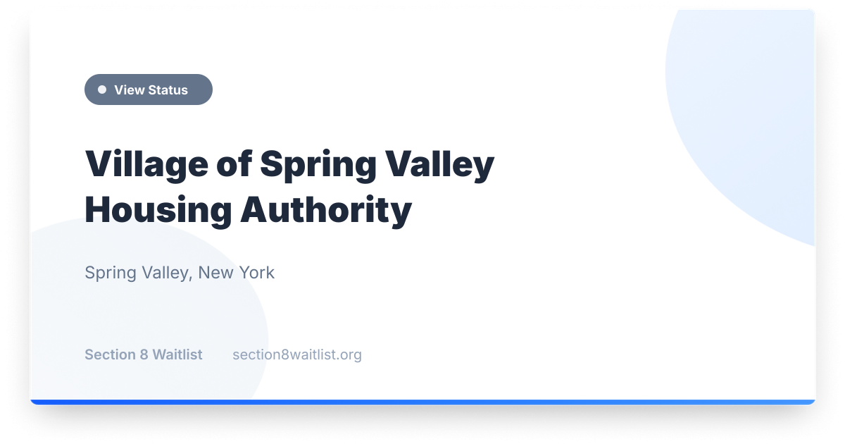 Village of Spring Valley Housing Authority - Waiting List Status ...
